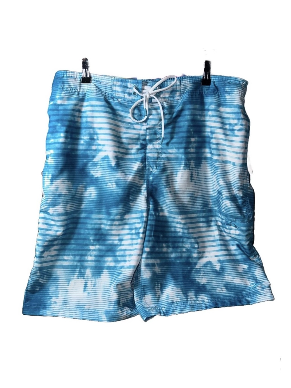 Speedo Swim Board Shorts Swimsuit Blue White Striped + Abstract Print Mens XXL